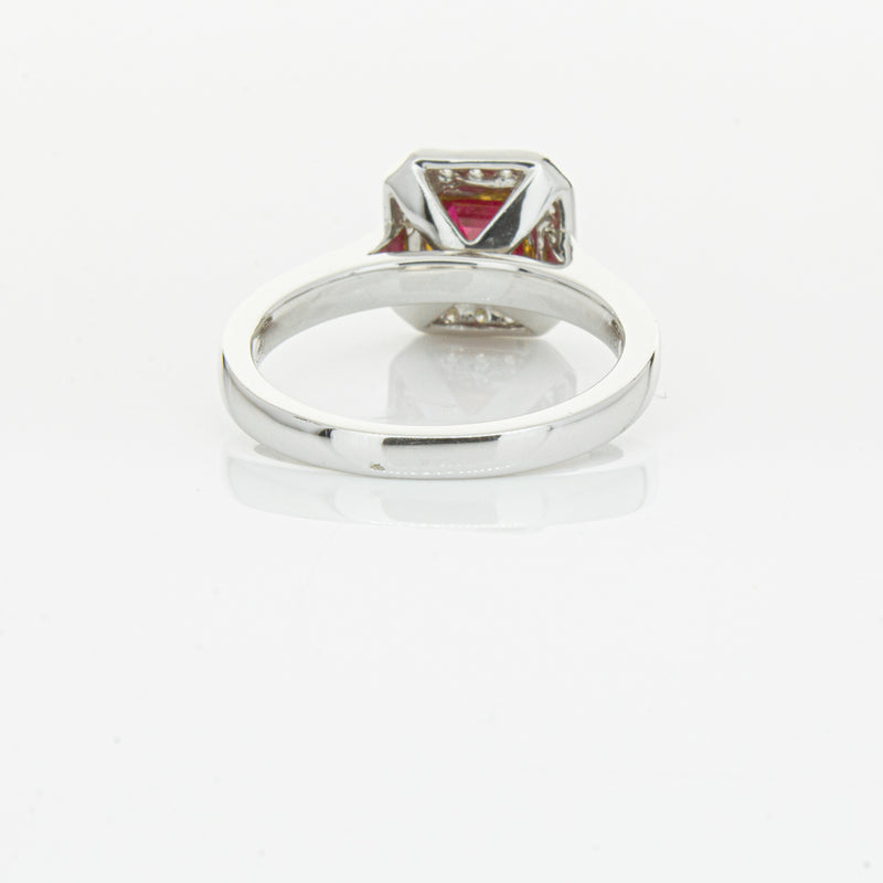 18ct White & Yellow Gold Ruby & Diamond Ring-Ring-Walker & Hall
