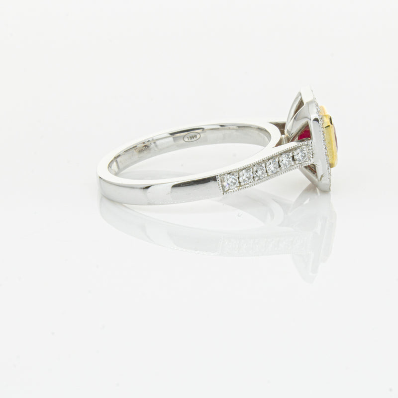 18ct White & Yellow Gold Ruby & Diamond Ring-Ring-Walker & Hall