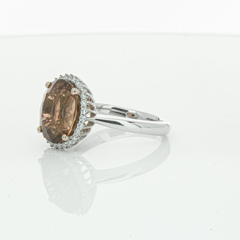 18ct White Gold 5.65ct Pink Tourmaline & Diamond Halo Ring-Ring-Walker & Hall