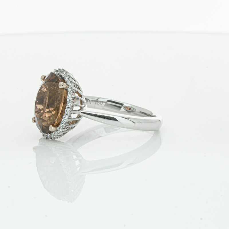 18ct White Gold 5.65ct Pink Tourmaline & Diamond Halo Ring-Ring-Walker & Hall