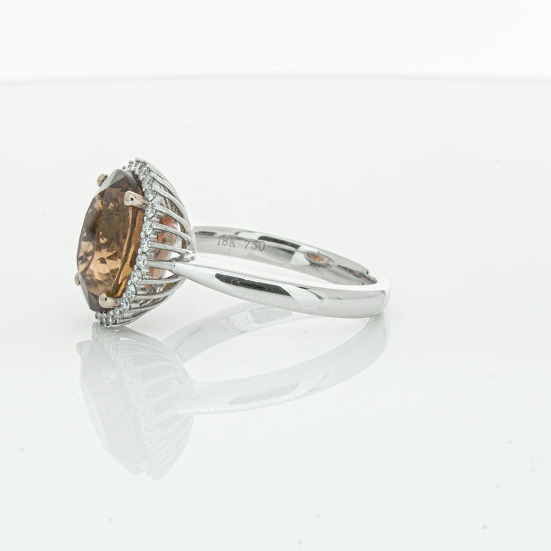 18ct White Gold 5.65ct Pink Tourmaline & Diamond Halo Ring-Ring-Walker & Hall
