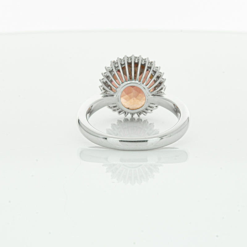 18ct White Gold 5.65ct Pink Tourmaline & Diamond Halo Ring-Ring-Walker & Hall