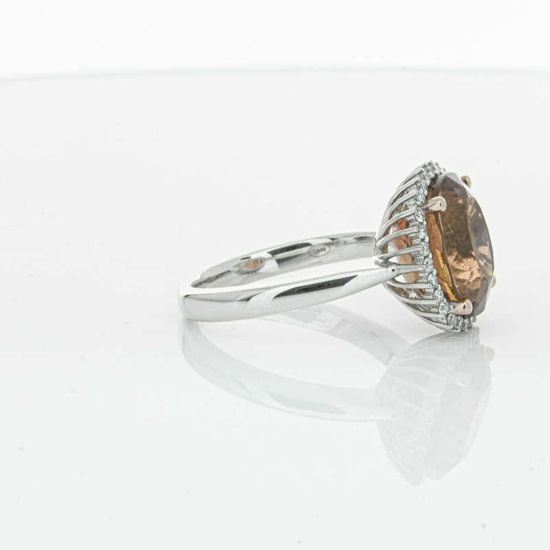 18ct White Gold 5.65ct Pink Tourmaline & Diamond Halo Ring-Ring-Walker & Hall