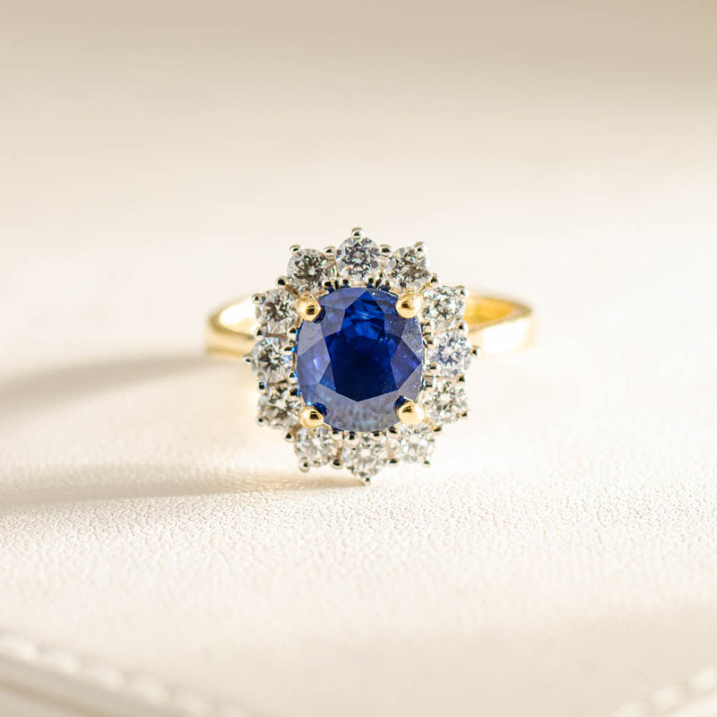 18ct Yellow Gold Sapphire & Diamond Ring-Ring-Walker & Hall