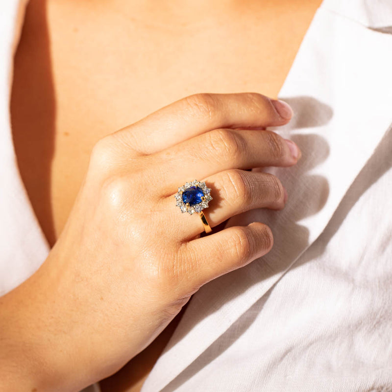 18ct Yellow Gold Sapphire & Diamond Ring-Ring-Walker & Hall