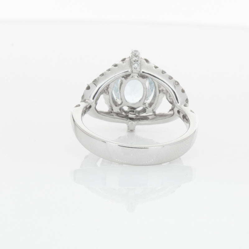 18ct White Gold Aquamarine & Diamond Ring-Ring-Walker & Hall