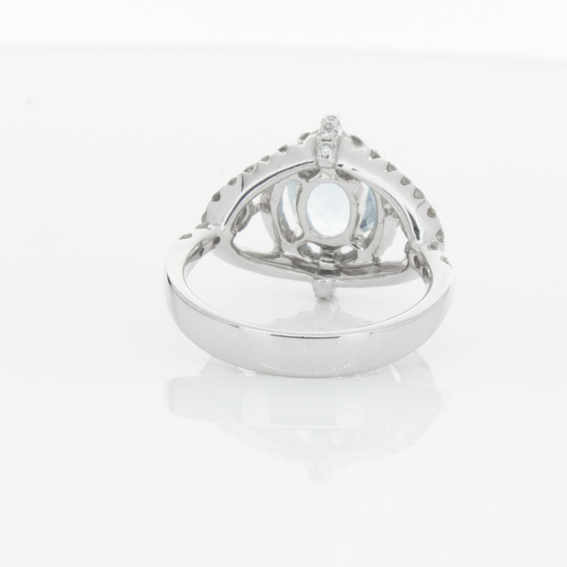 18ct White Gold Aquamarine & Diamond Ring-Ring-Walker & Hall