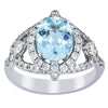 18ct White Gold Aquamarine & Diamond Ring-Ring-Walker & Hall