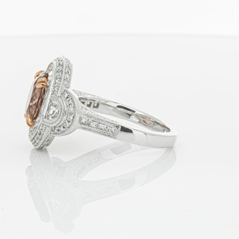 18ct White Gold Tourmaline & Diamond Halo Ring-Ring-Walker & Hall