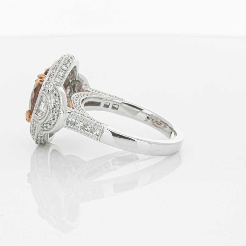 18ct White Gold Tourmaline & Diamond Halo Ring-Ring-Walker & Hall