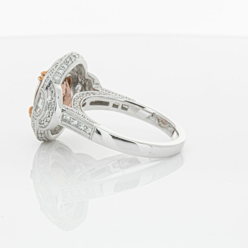 18ct White Gold Tourmaline & Diamond Halo Ring-Ring-Walker & Hall