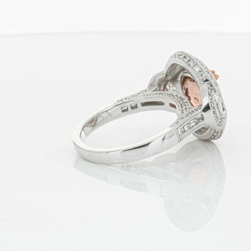 18ct White Gold Tourmaline & Diamond Halo Ring-Ring-Walker & Hall