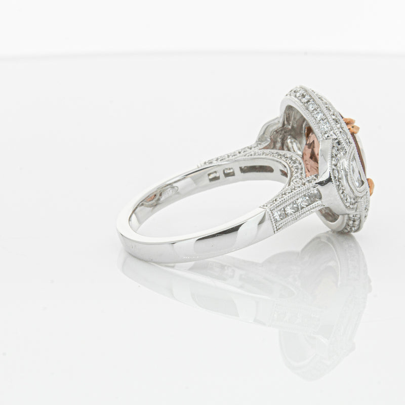 18ct White Gold Tourmaline & Diamond Halo Ring-Ring-Walker & Hall