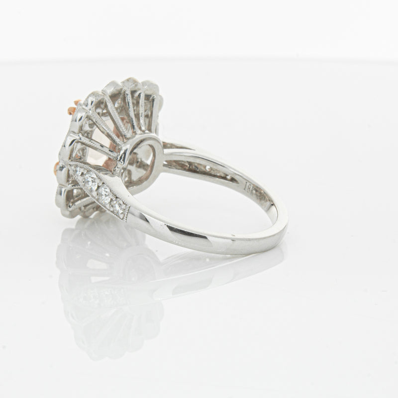 18ct White & Rose Gold 2.09ct Morganite & Diamond Ring-Ring-Walker & Hall