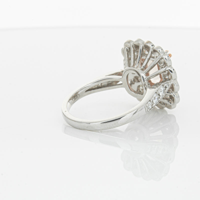18ct White & Rose Gold 2.09ct Morganite & Diamond Ring-Ring-Walker & Hall