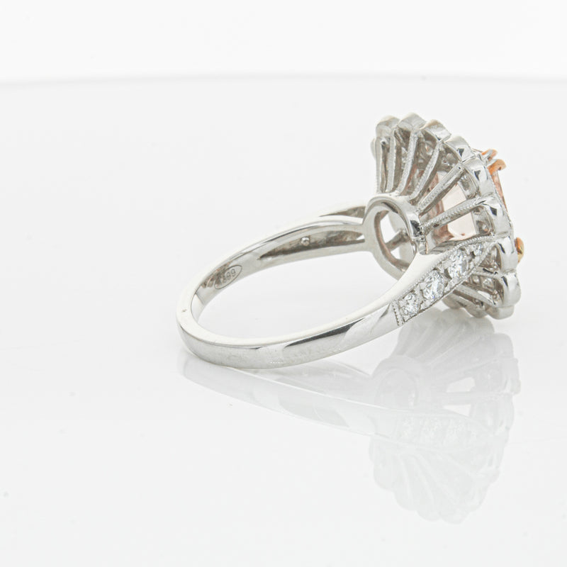 18ct White & Rose Gold 2.09ct Morganite & Diamond Ring-Ring-Walker & Hall