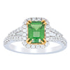 18ct White Gold Tsavorite & Diamond Halo Ring-Ring-Walker & Hall