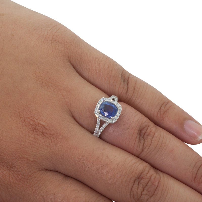 18ct White Gold Sapphire & Diamond Ring-Ring-Walker & Hall