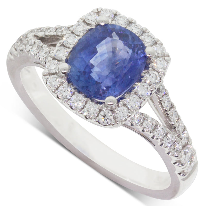 18ct White Gold Sapphire & Diamond Ring-Ring-Walker & Hall