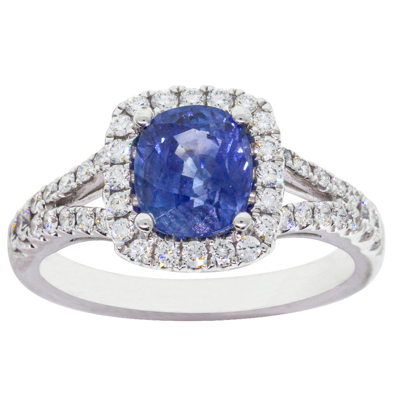 18ct White Gold Sapphire & Diamond Ring-Ring-Walker & Hall