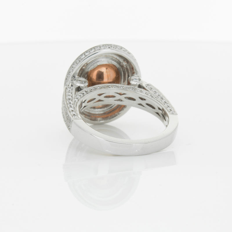 18ct White Gold 3.30ct Morganite & Diamond Halo Ring-Ring-Walker & Hall