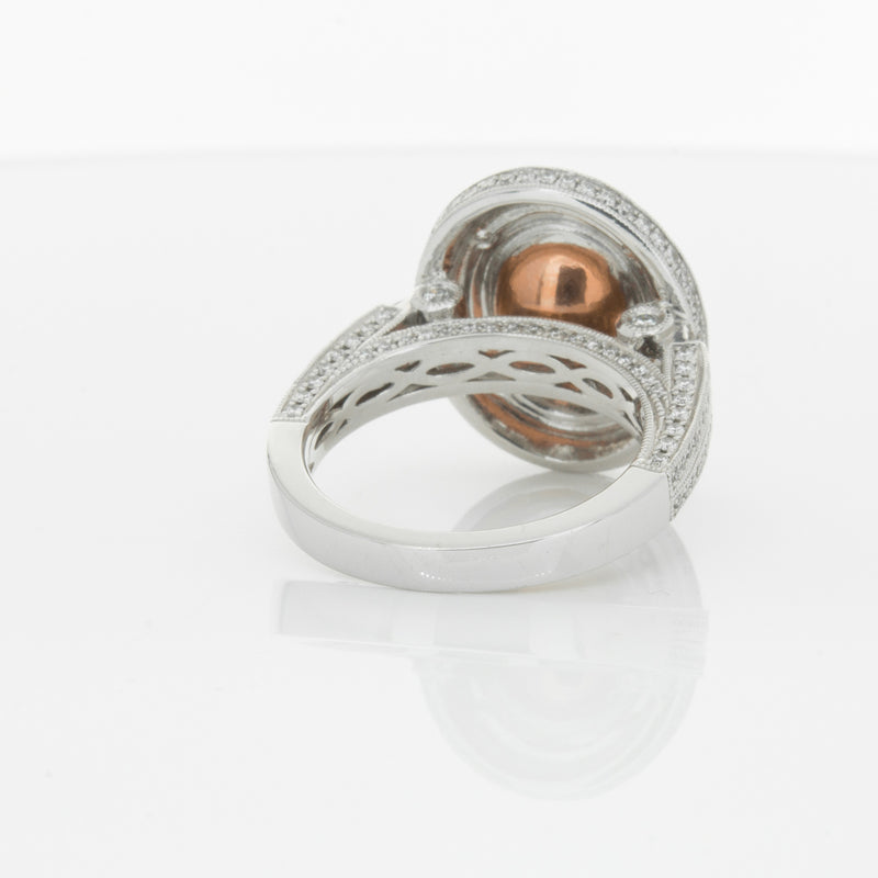 18ct White Gold 3.30ct Morganite & Diamond Halo Ring-Ring-Walker & Hall