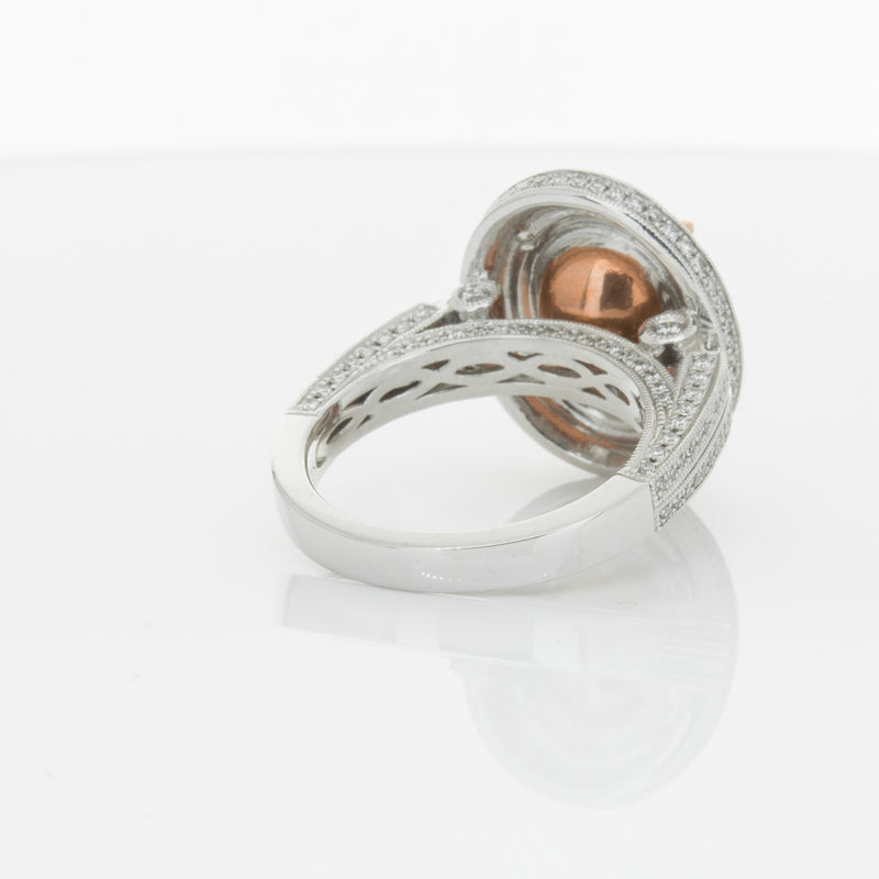 18ct White Gold 3.30ct Morganite & Diamond Halo Ring-Ring-Walker & Hall