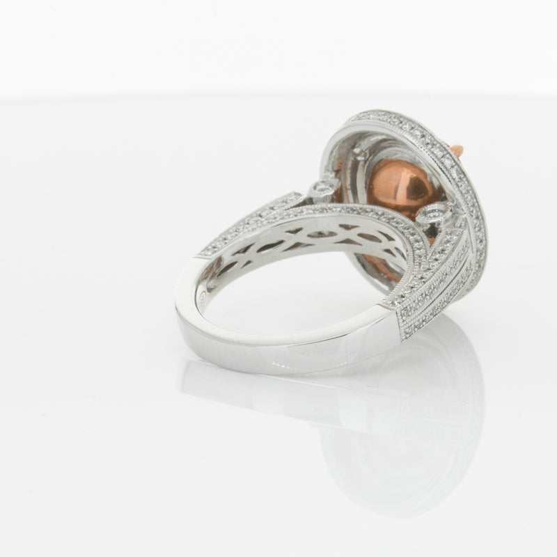 18ct White Gold 3.30ct Morganite & Diamond Halo Ring-Ring-Walker & Hall