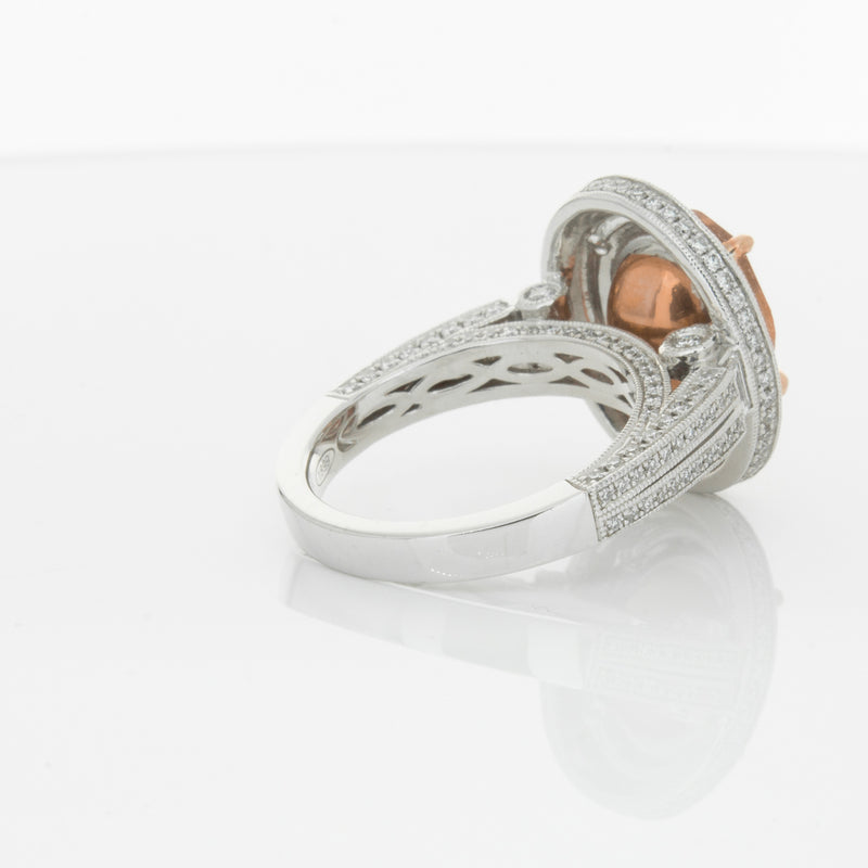 18ct White Gold 3.30ct Morganite & Diamond Halo Ring-Ring-Walker & Hall