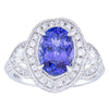 18ct White Gold Tanzanite & Diamond Halo Ring-Ring-Walker & Hall
