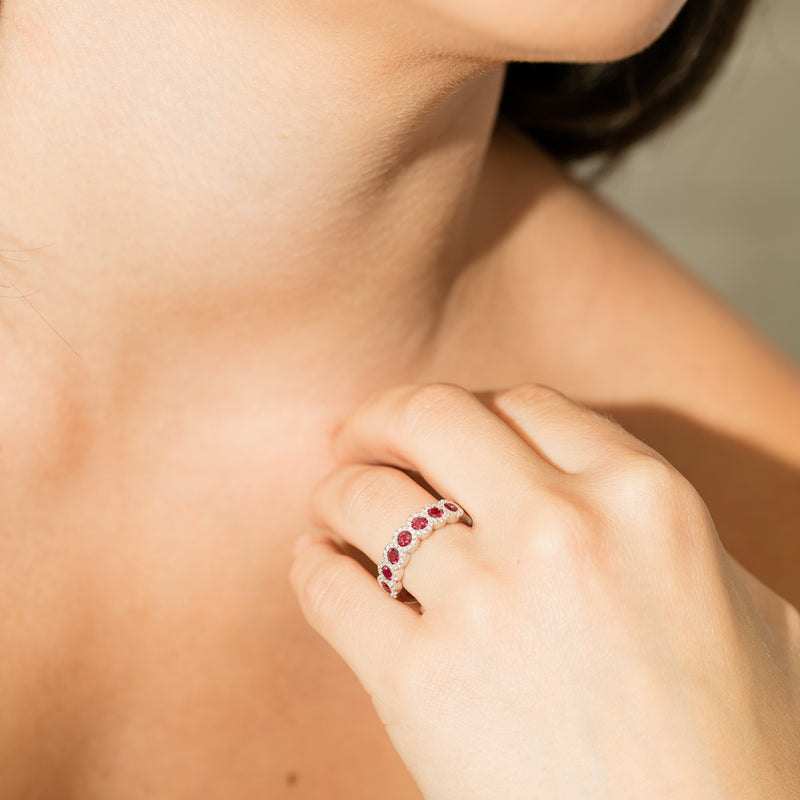 18ct White Gold Ruby & Diamond Ring-Ring-Walker & Hall