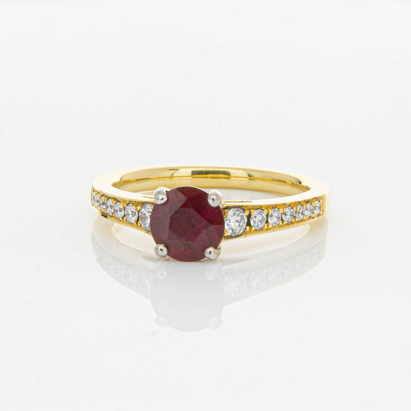 18ct Yellow Gold Ruby & Diamond Ring-Ring-Walker & Hall