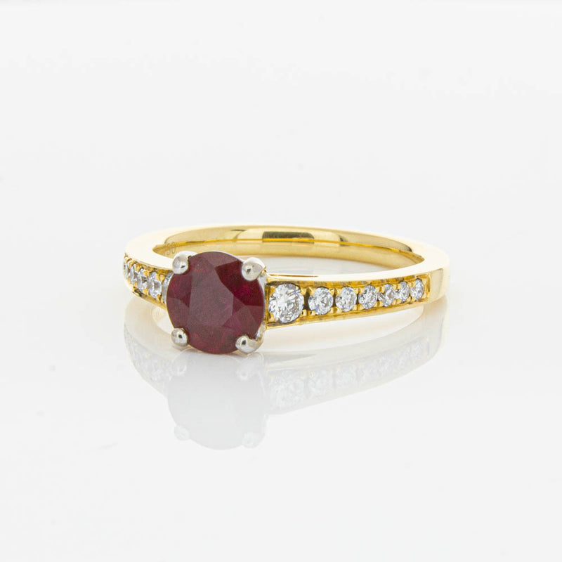 18ct Yellow Gold Ruby & Diamond Ring-Ring-Walker & Hall