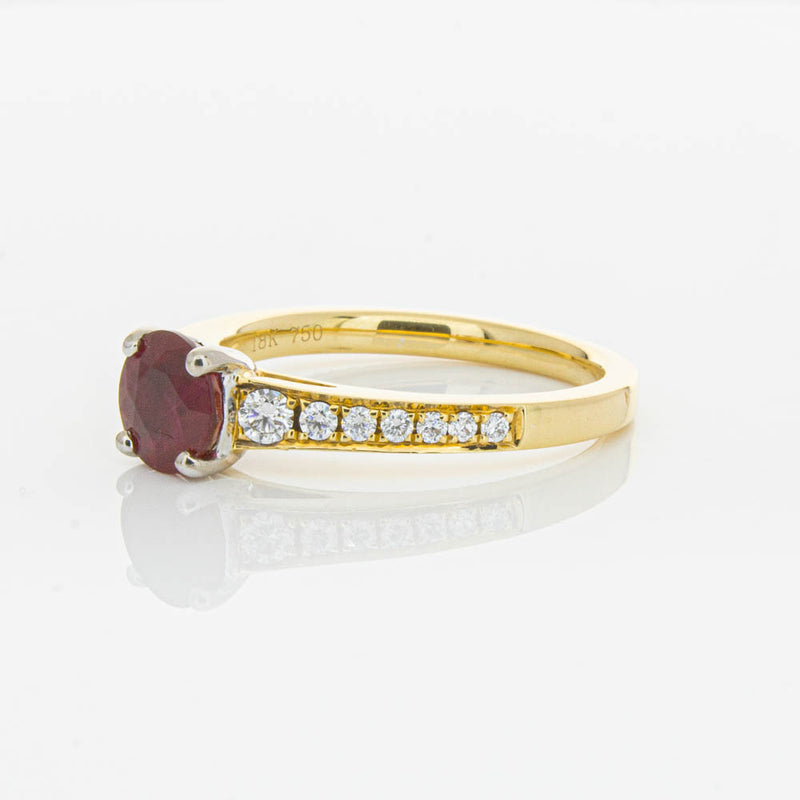 18ct Yellow Gold Ruby & Diamond Ring-Ring-Walker & Hall
