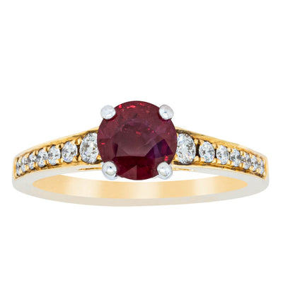 18ct Yellow Gold Ruby & Diamond Ring-Ring-Walker & Hall