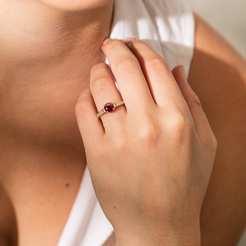 18ct Yellow Gold Ruby & Diamond Ring-Ring-Walker & Hall