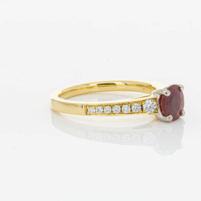 18ct Yellow Gold Ruby & Diamond Ring-Ring-Walker & Hall
