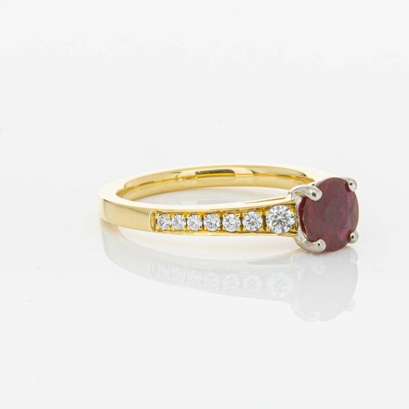 18ct Yellow Gold Ruby & Diamond Ring-Ring-Walker & Hall