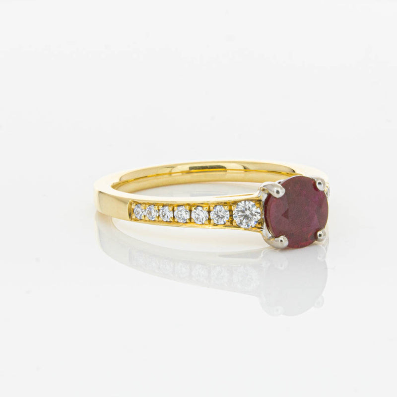 18ct Yellow Gold Ruby & Diamond Ring-Ring-Walker & Hall