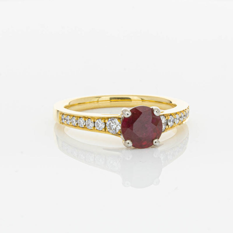 18ct Yellow Gold Ruby & Diamond Ring-Ring-Walker & Hall