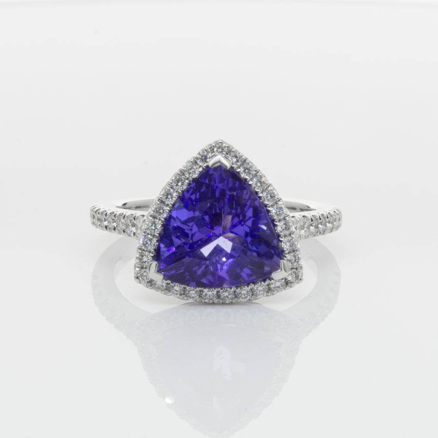 18ct White Gold Tanzanite & Diamond Sierra Ring-Ring-Walker & Hall