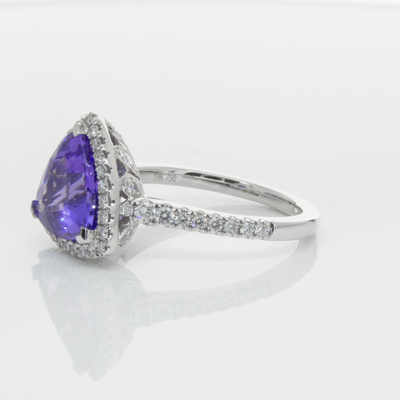 18ct White Gold Tanzanite & Diamond Sierra Ring-Ring-Walker & Hall