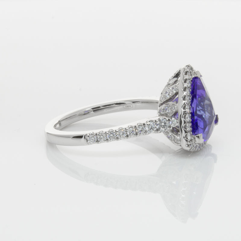 18ct White Gold Tanzanite & Diamond Sierra Ring-Ring-Walker & Hall