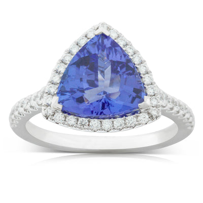 18ct White Gold Tanzanite & Diamond Sierra Ring-Ring-Walker & Hall