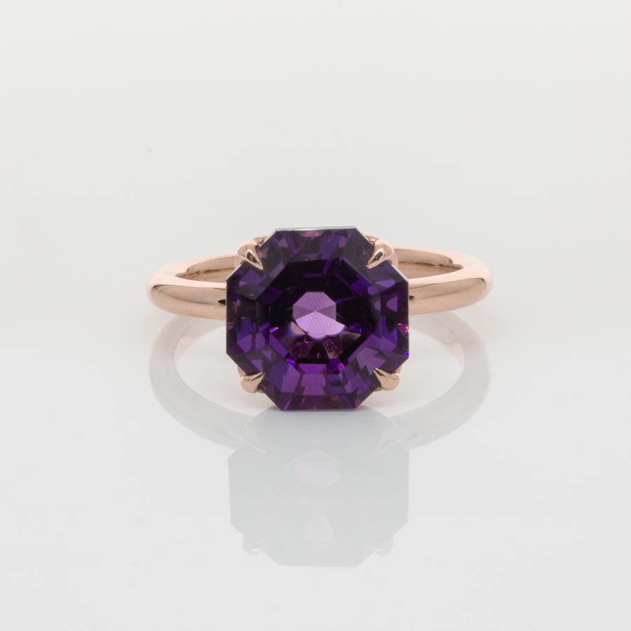 18ct Rose Gold Amethyst Octavia Ring-Ring-Walker & Hall