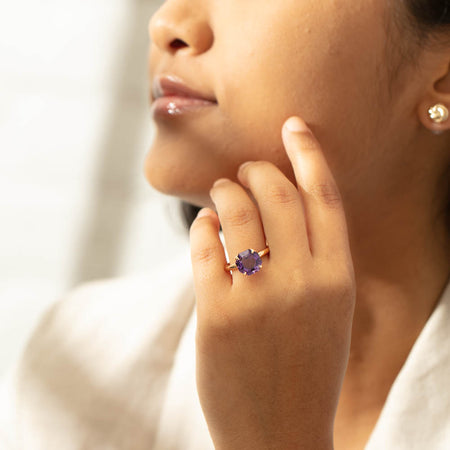 18ct Rose Gold Amethyst Octavia Ring-Ring-Walker & Hall