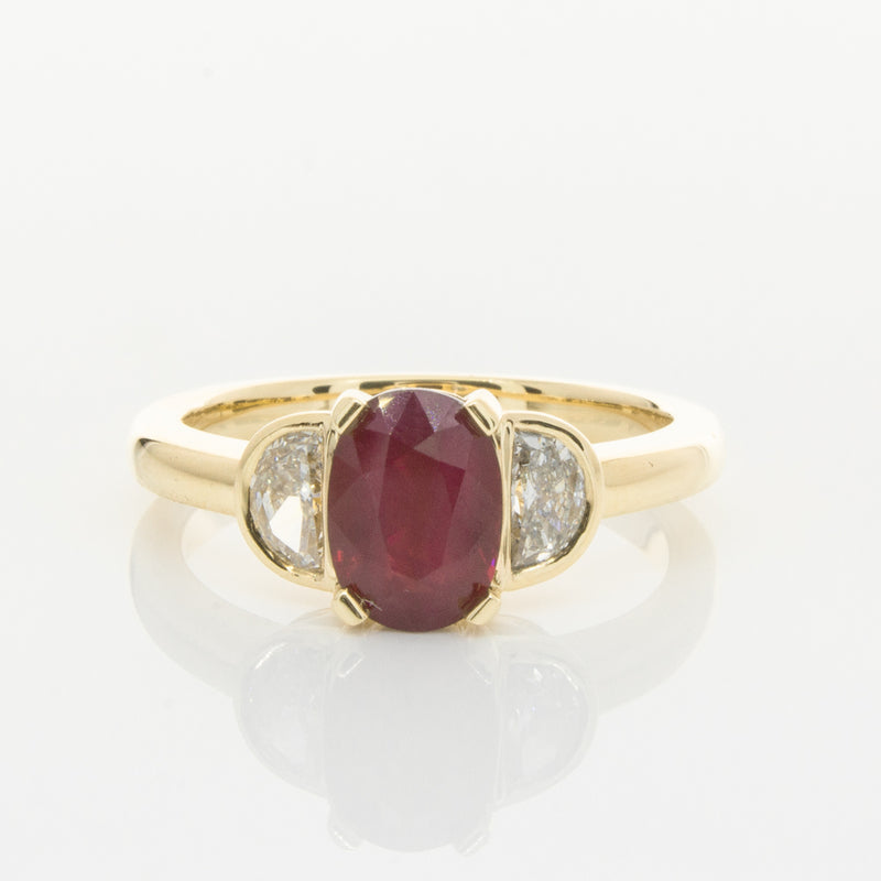 18ct Yellow Gold Ruby & Diamond Ring-Ring-Walker & Hall