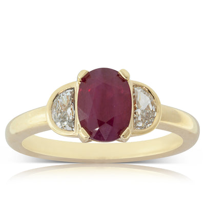 18ct Yellow Gold Ruby & Diamond Ring-Ring-Walker & Hall