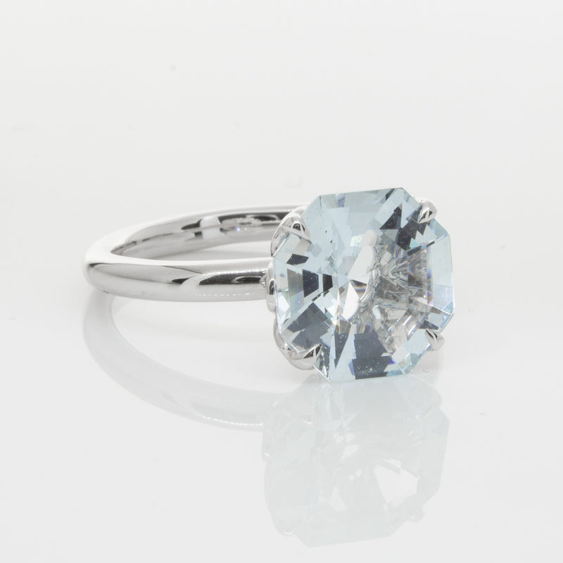 18ct White Gold Aquamarine Octavia Ring-Ring-Walker & Hall