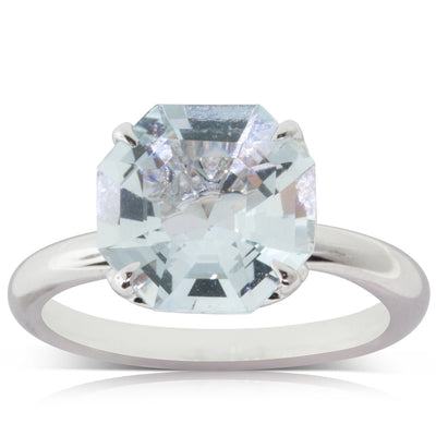18ct White Gold Aquamarine Octavia Ring-Ring-Walker & Hall